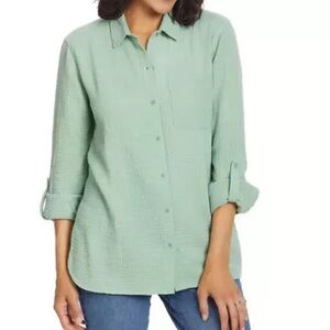 Calvin Klein Jeans buttoned down women’s double gauze cotton top blouse‎ Sz L